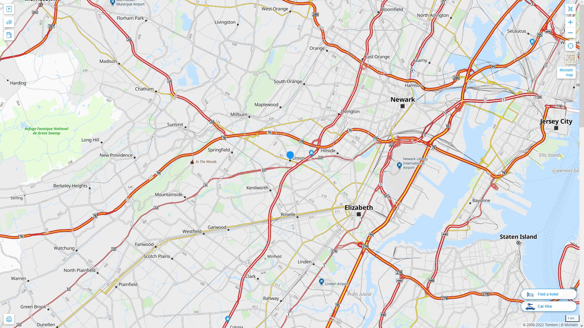 Union Township New Jersey Highway and Road Map